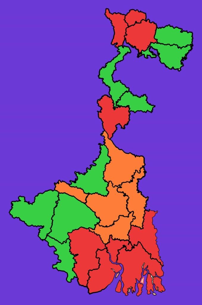 West Bengal Red Orange Green zones
